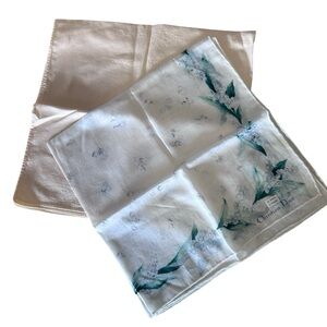 Dior Green and White Floral - Peach embossed Handkerchief Scarf Set
